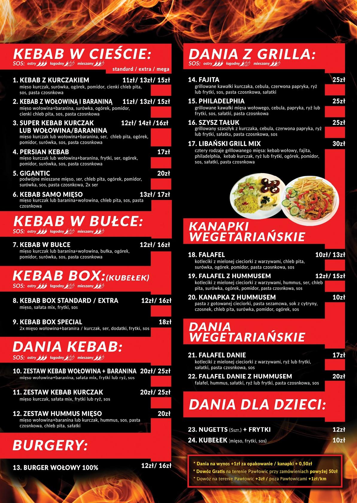 Menu at Red chili kebab pawłowice restaurant, Pawłowice