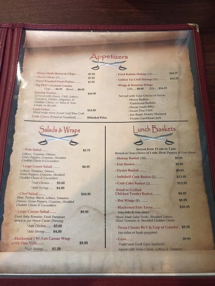 Menu at Pirate's Bar And Grill, Dauphin Island