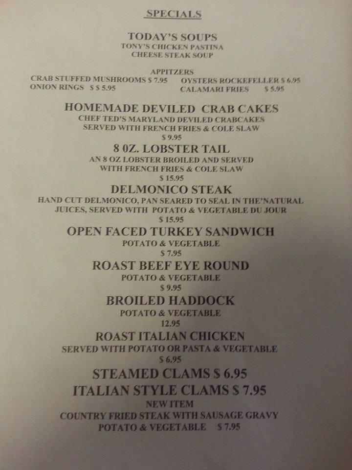 Menu at Tony's Pizzeria, Pittston, Main St 11171121