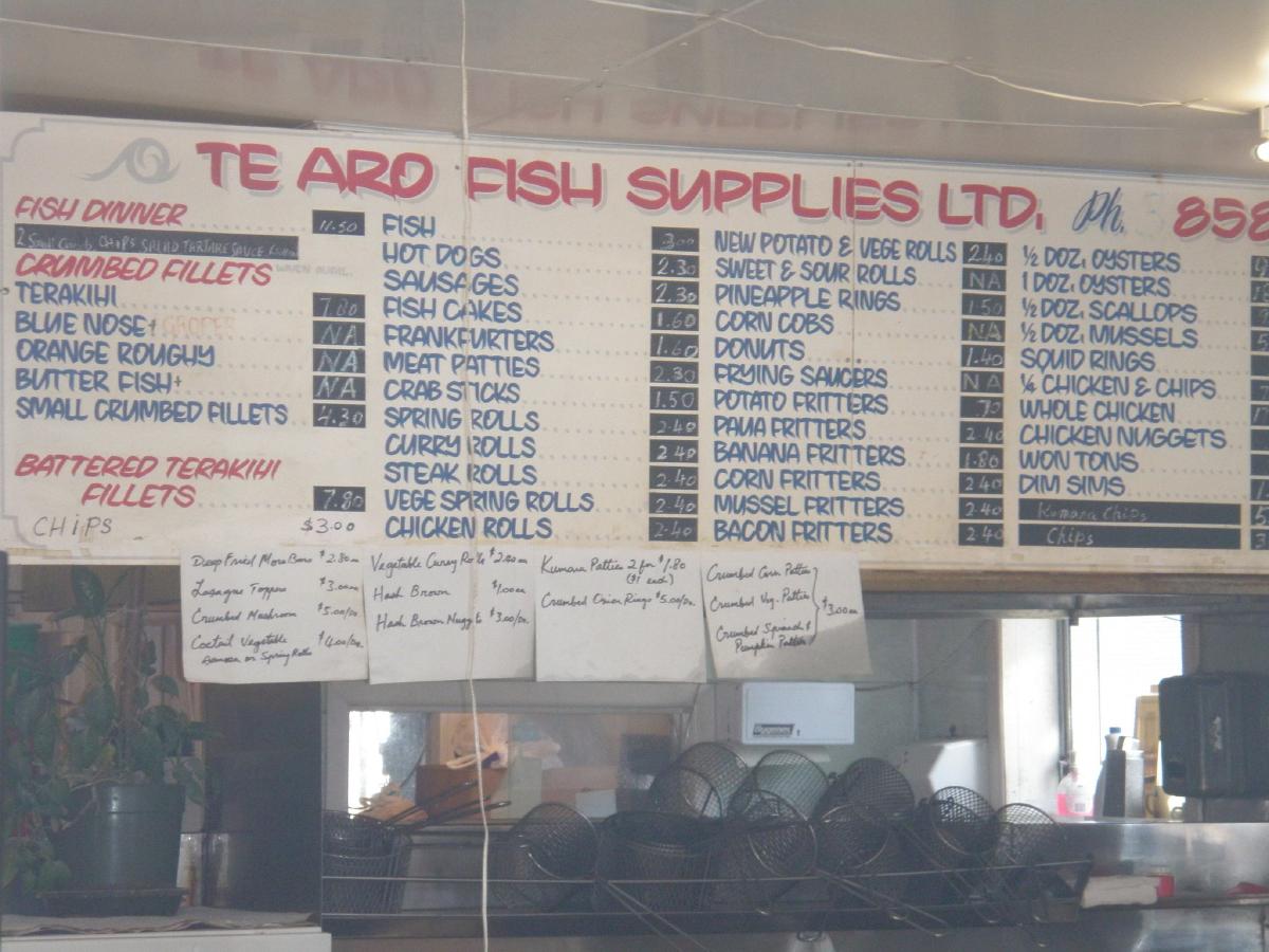 Menu at Aro Fish and Chip Shop restaurant, Wellington