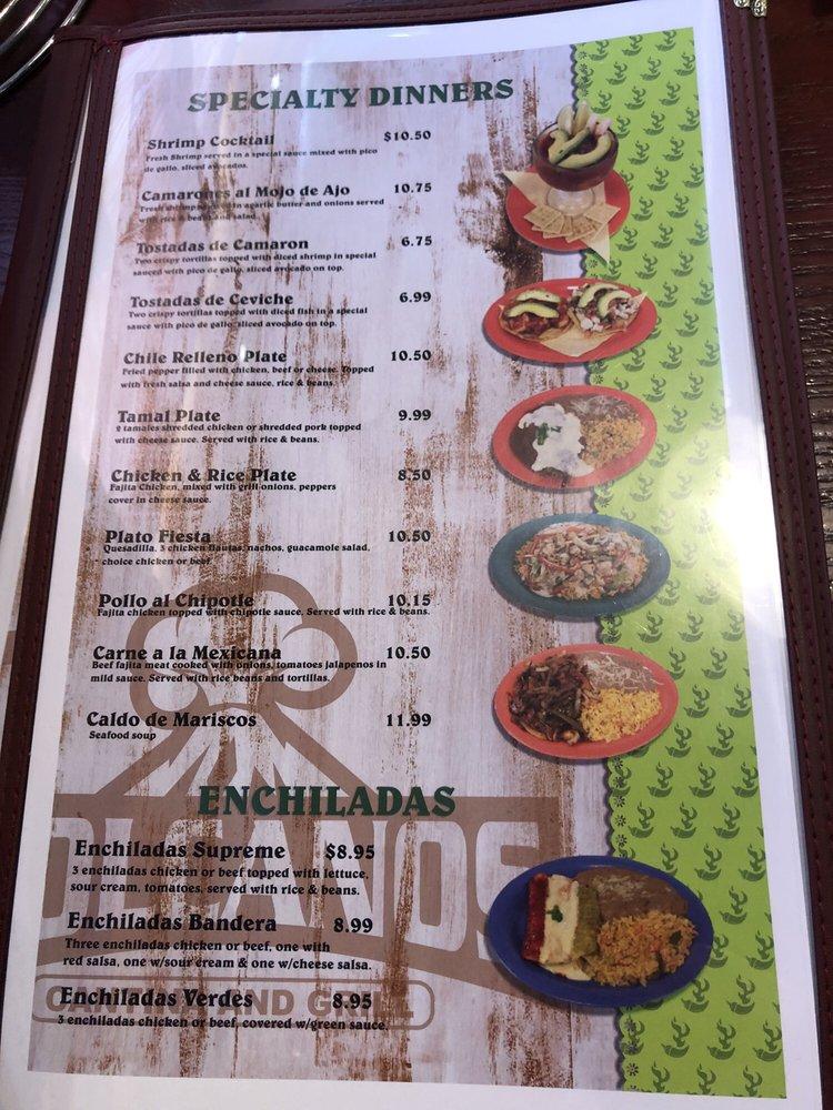 Menu at Volcano's Cantina and Grill restaurant, Norman