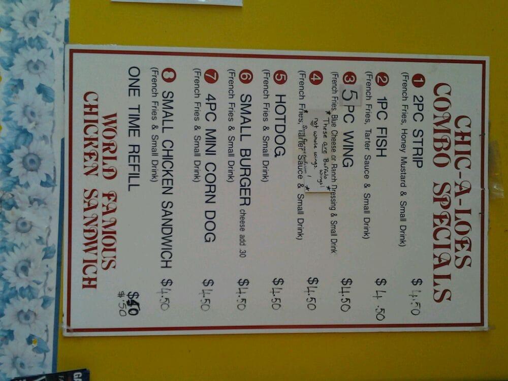 Menu at ChicALoes restaurant, East Point