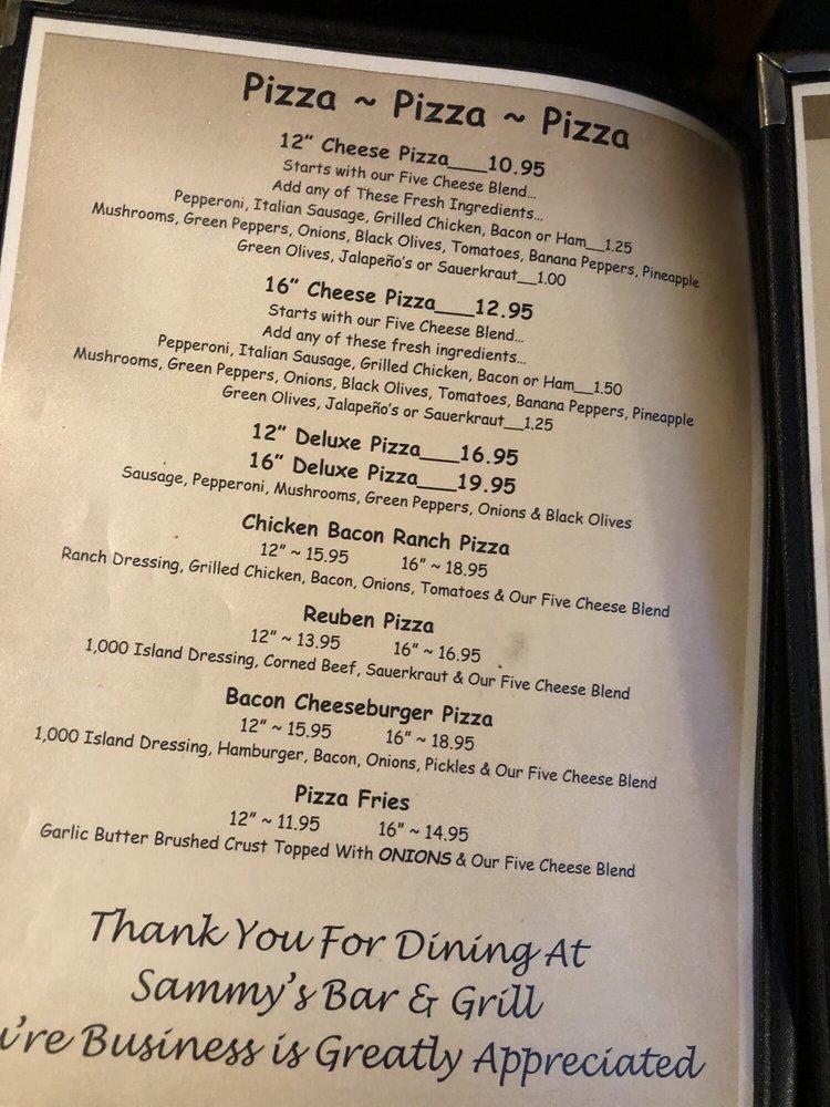 Menu at Sammy's Bar & Grill, Summit Lake, N9067 Water Power Rd