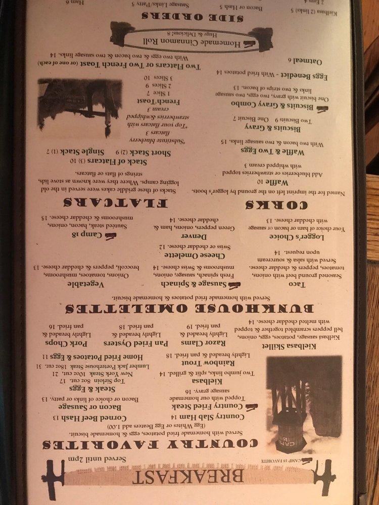 Menu at Camp 18 Restaurant, USA