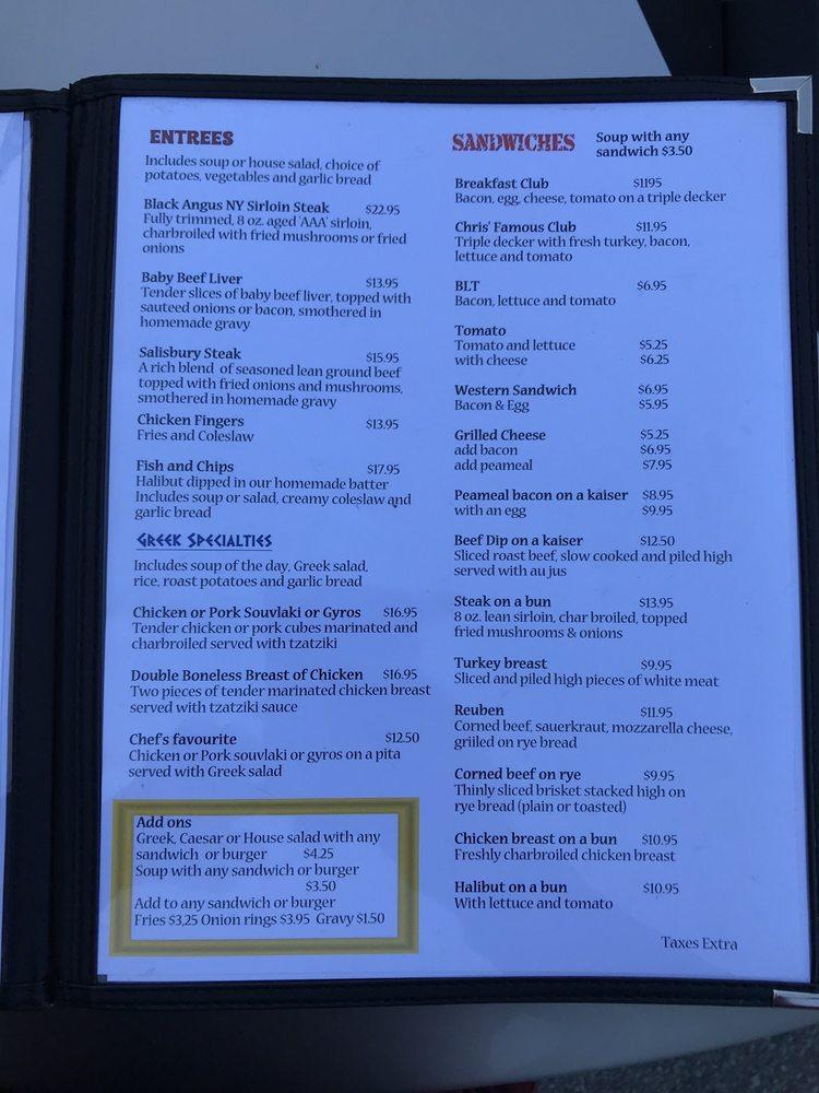 Menu at Rosemary & Thyme restaurant, Toronto