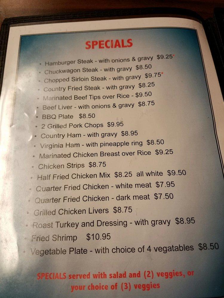 Menu at Tommy's Restaurant, Weaverville