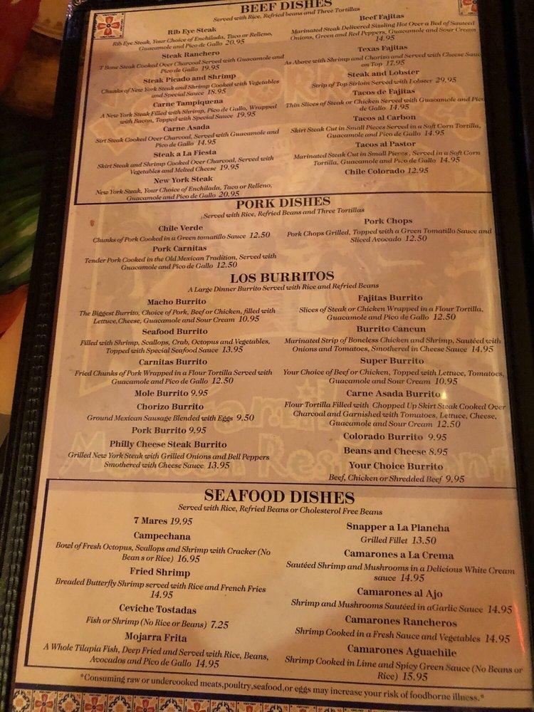 Menu at Los Corrales restaurant, Show Low, 59 W Deuce of Clubs