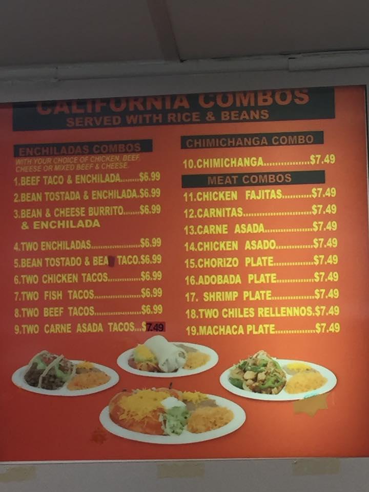 Carta del restaurante California Burrito, Des Moines