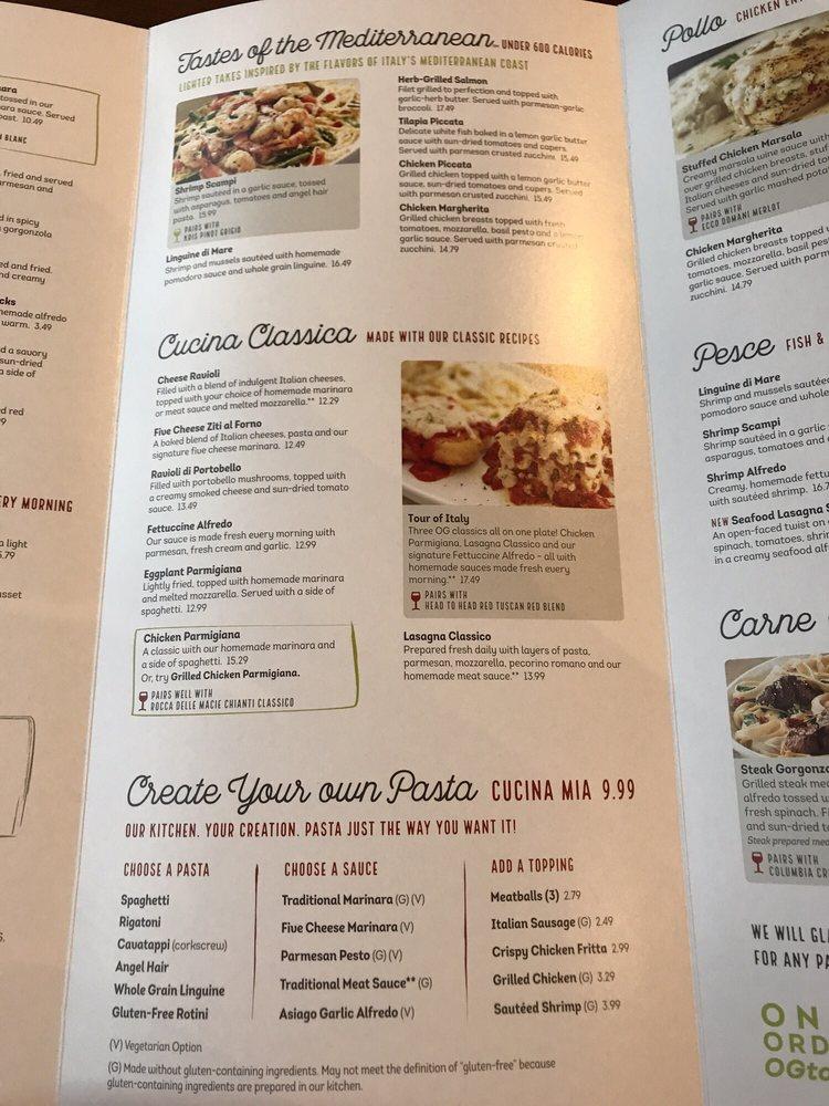 Menu at Olive Garden Italian Restaurant, Livonia, Middlebelt Rd