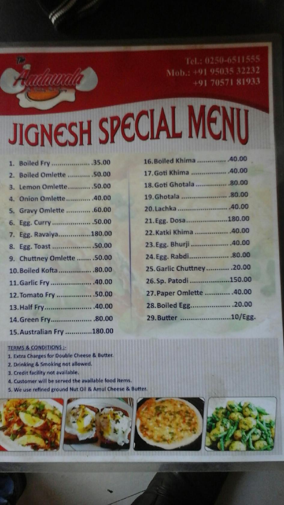 Menu at The Andawala, Nala Sopara