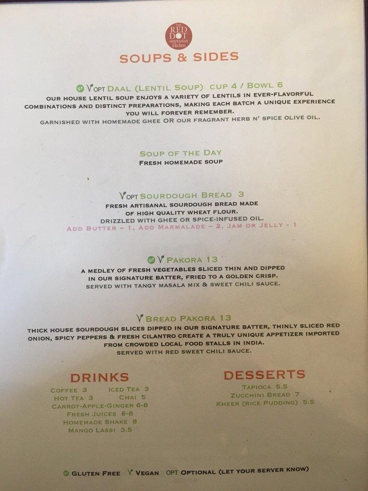 Menu at The Red Dot Vegetarian Kitchen restaurant, Wurtsboro