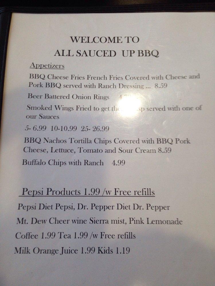 Carta de All Sauced Up BBQ, Pilot Mountain