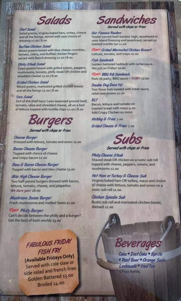 Menu at Bucket Bar & Grill, Odessa
