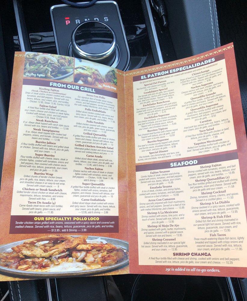 Menu at El Patron Mexican Restaurant, Gastonia, S New Hope Rd 9