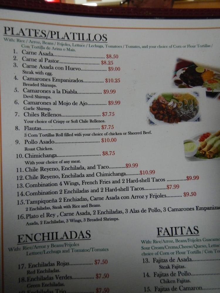 Menu at El Rey Del Taco restaurant, Fort Lupton