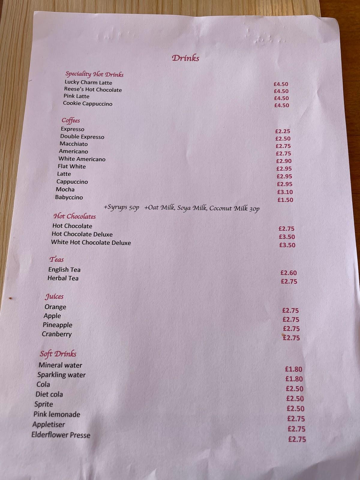 Menu At Little Pink Cafe Bristol