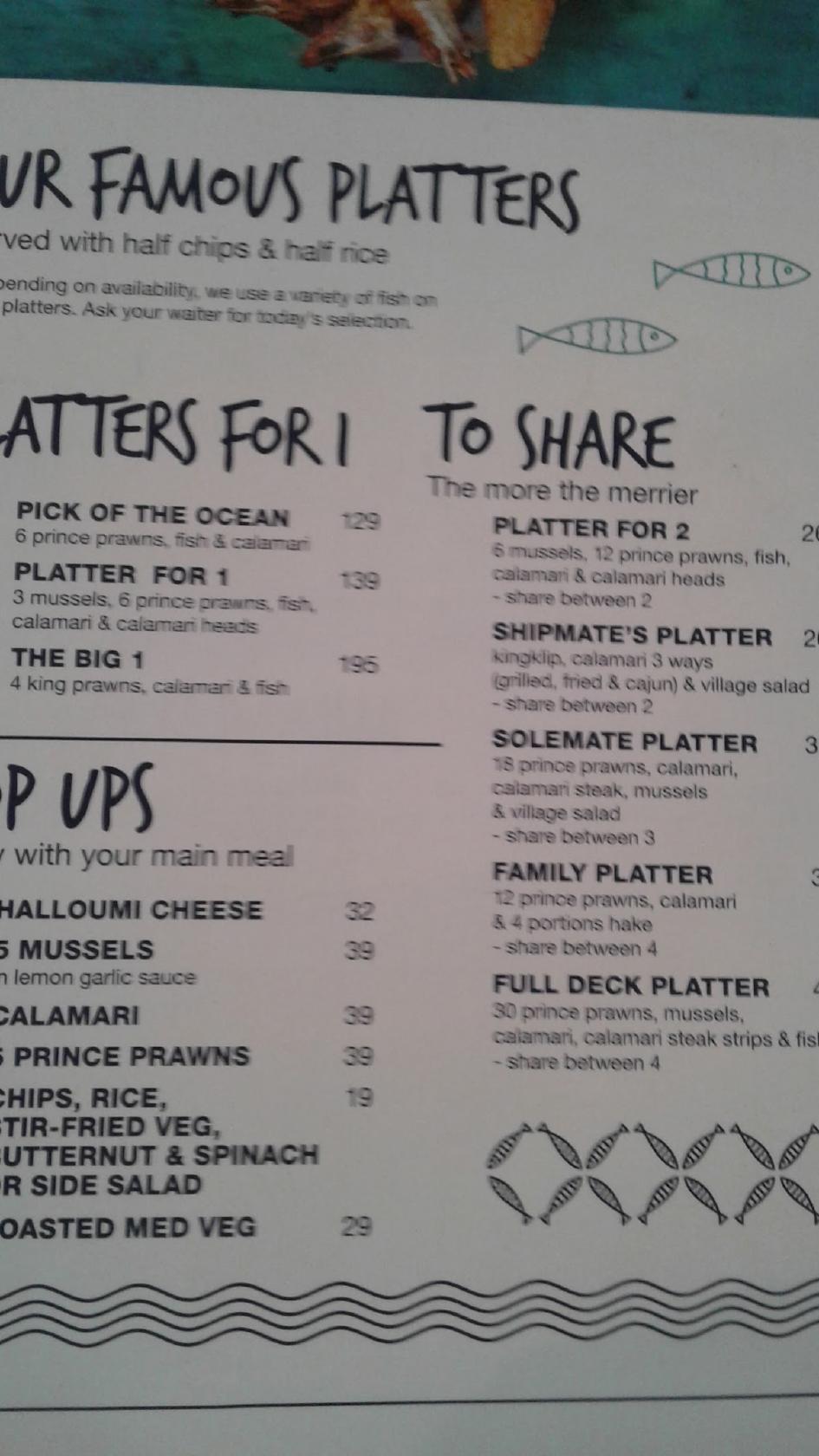 Carta del restaurante Ocean Basket Menlyn, Pretoria, Menlyn Shopping Centre