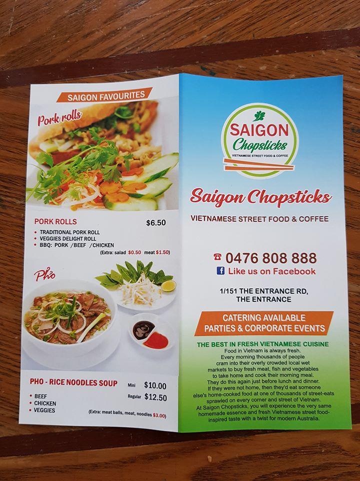 Menu at Saigon Chopsticks (Authentic Vietnamese Cuisine) restaurant