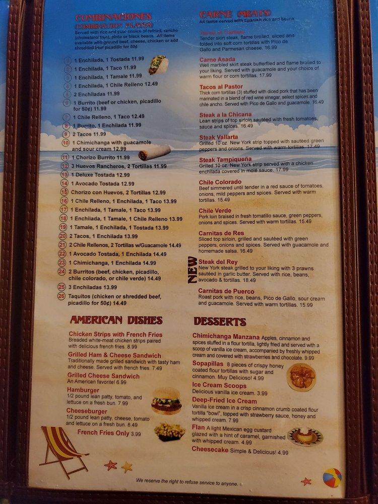 Carta del restaurante Puerto Vallarta, Coos Bay