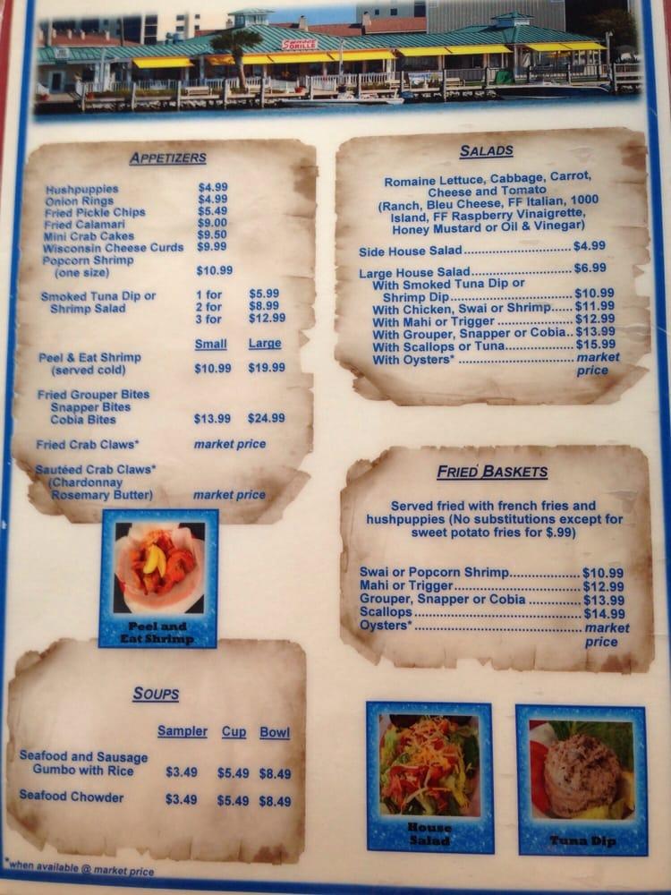 Menu at Sunset Grille restaurant, Perdido Key