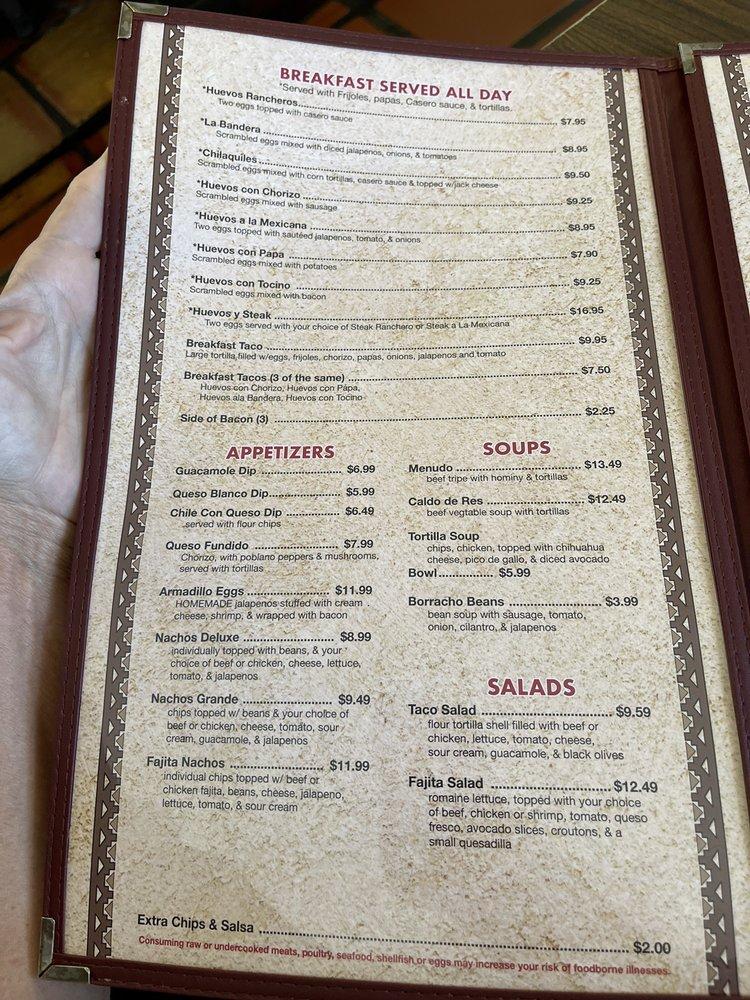 Menu at Alvarez Mexican Restaurant, Palmetto