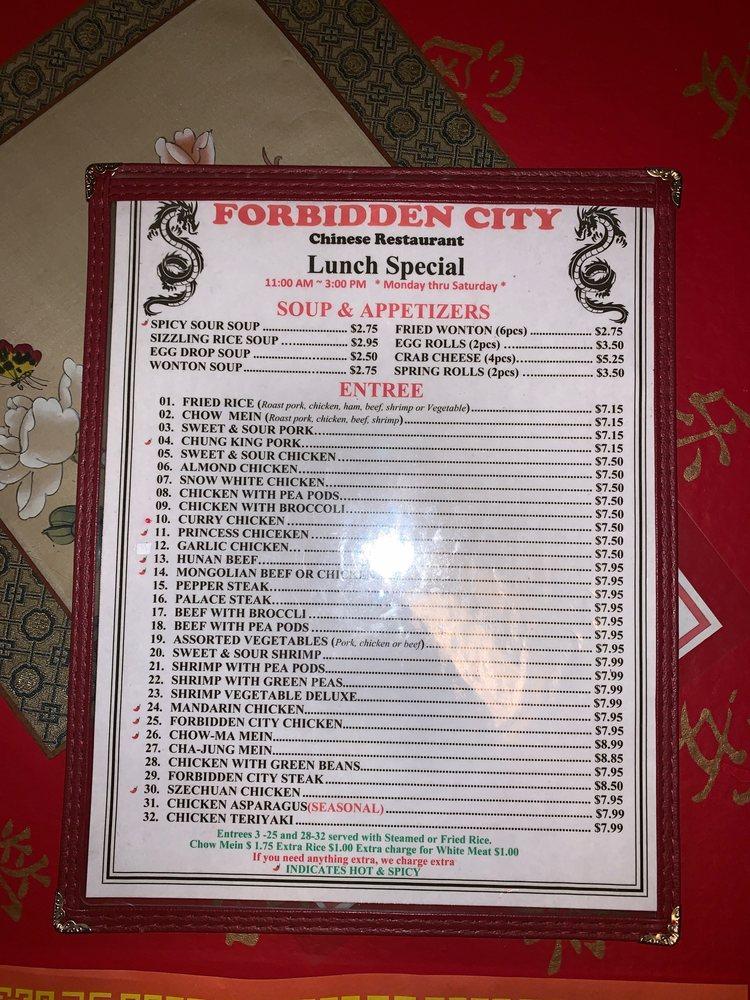 Menu At Forbidden City Chinese Restaurant, Saginaw