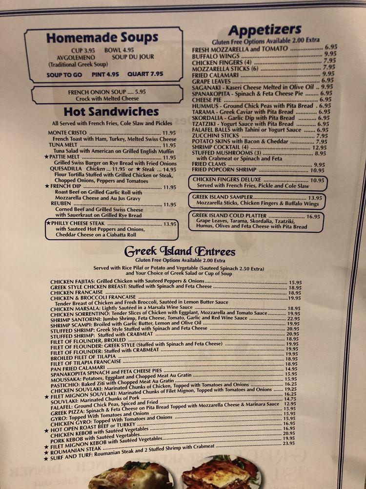 Menu at Greek Island Diner pub & bar, Wading River