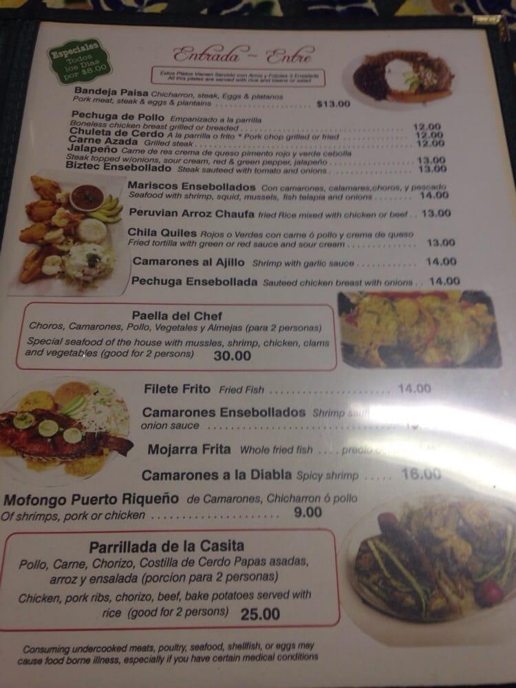 Carta Del Restaurante La Casita Del Sabor Hartford