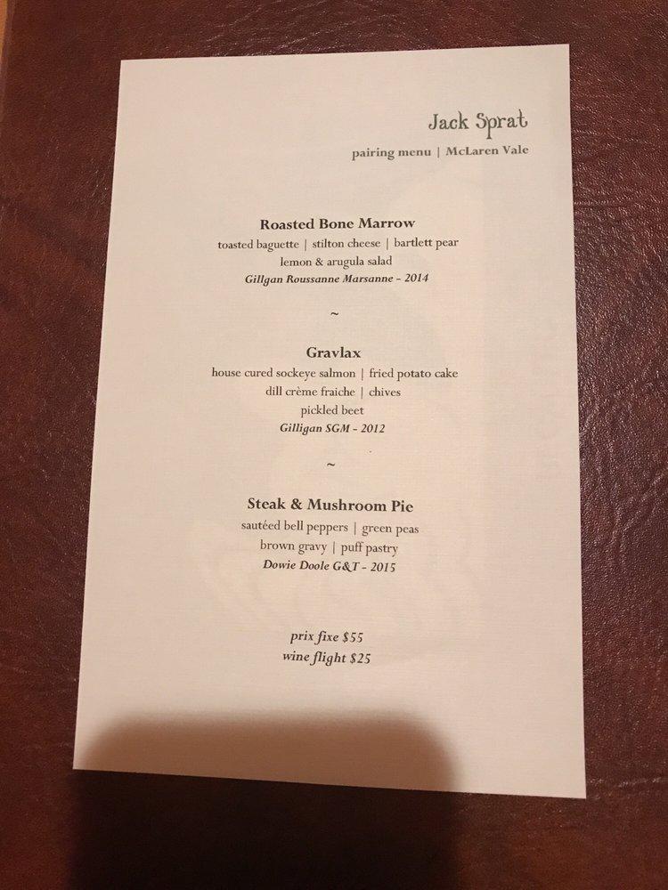 Menu at Jack Sprat pub & bar, Anchorage