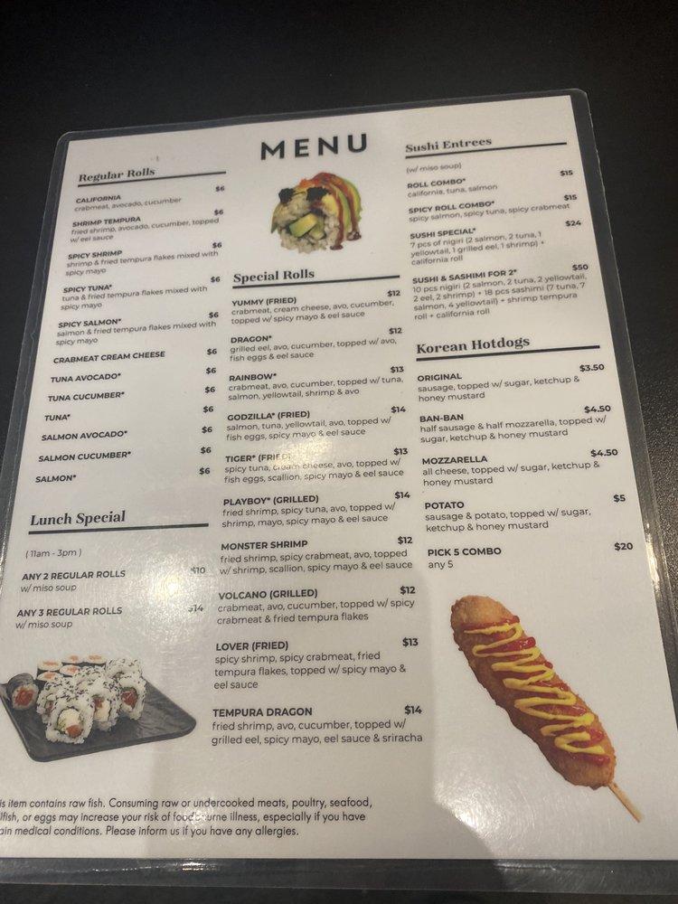 Menu at MatJib Korean Corndogs & Sushi Rolls restaurant, Cary