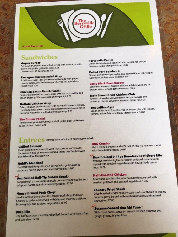 Menu at The Berryville Grille BBQ, Berryville