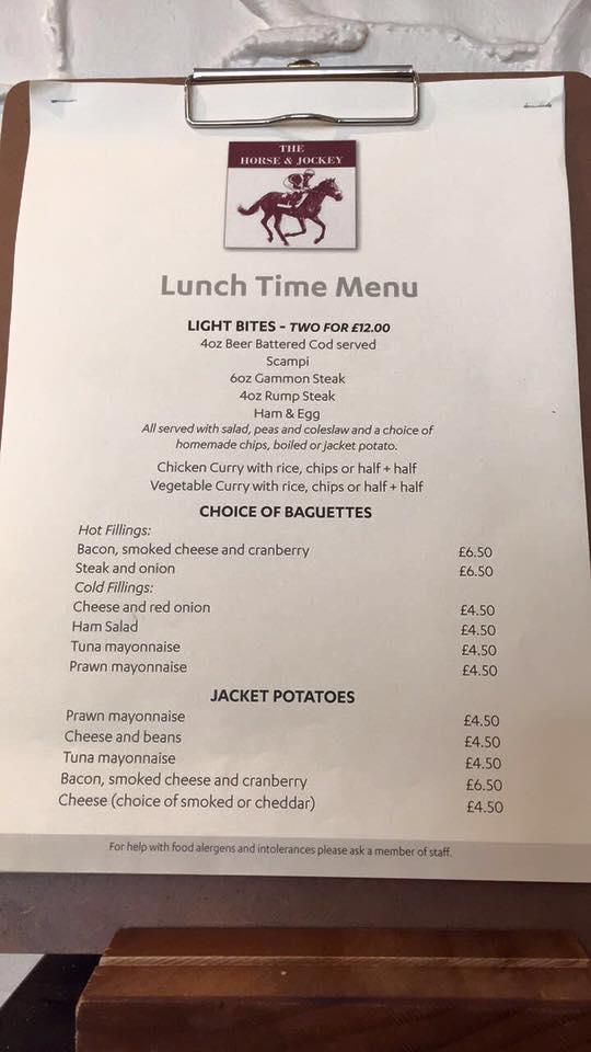 Menu at The Horse & Jockey pub & bar, Milford Haven