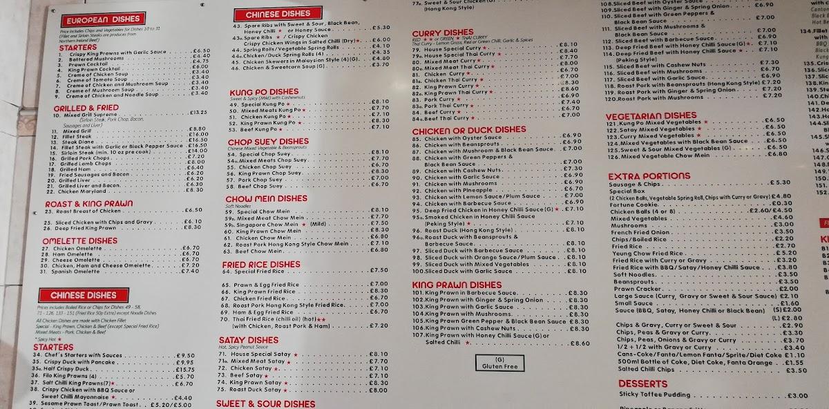 Menu at Go Sun Chinese Restaurant, Ballymena