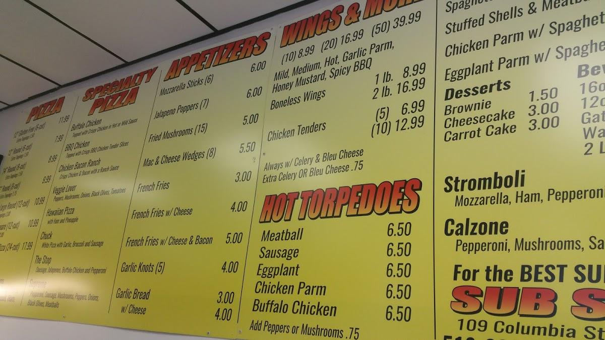 Menu at PIZZA/SUB STOP restaurant, Cohoes