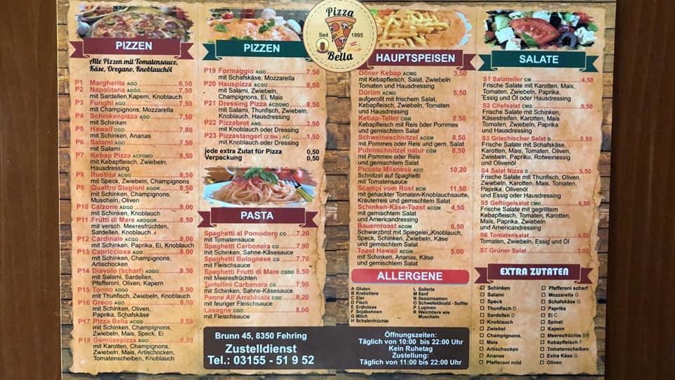 Speisekarte von Pizza Bella, Fehring, Brunn 45