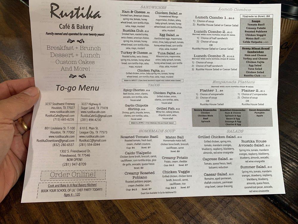 Menu at Rustika Cafe and Bakery Friendswood, Friendswood