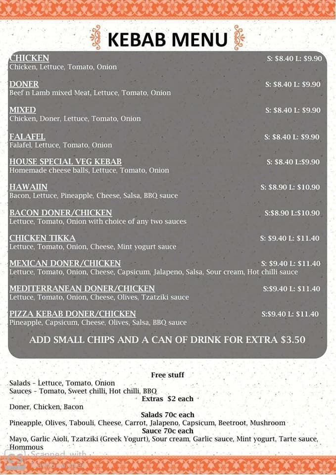 Menu at Spice Heaven Kebab and Curry House restaurant, Mount Isa