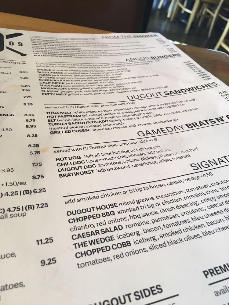 Menu at The Dugout Sports Grill pub & bar, Simi Valley