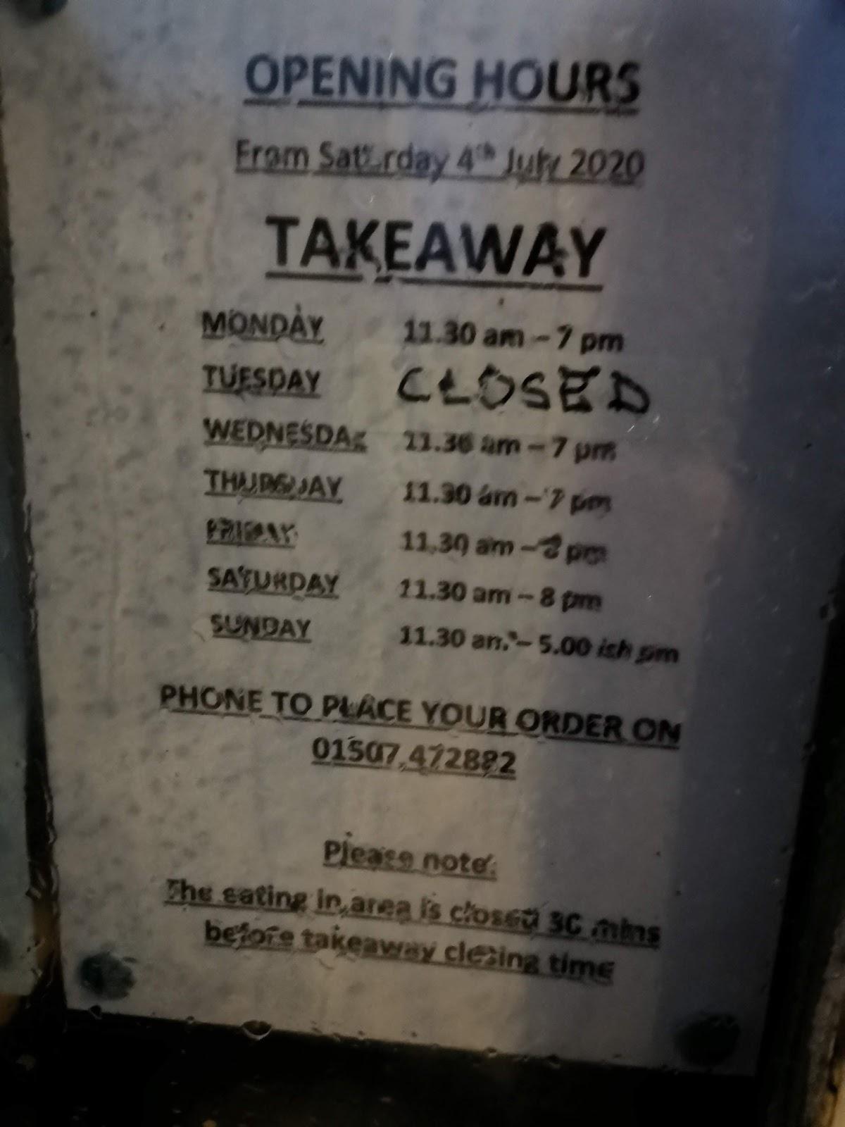 Menu at Queens Park Fish & Chip shop restaurant, Mablethorpe
