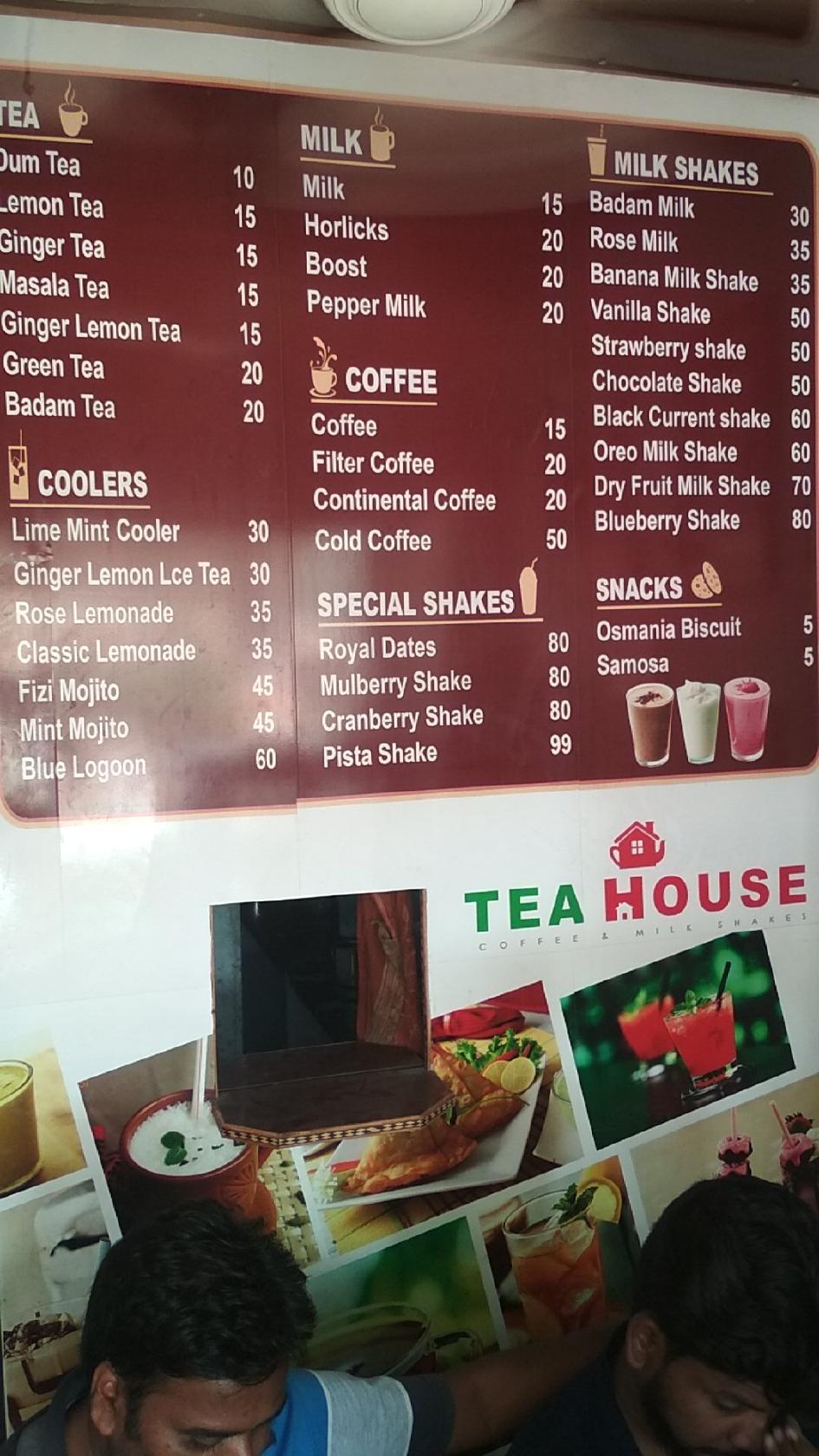Menu at Tea House, Jangareddigudem