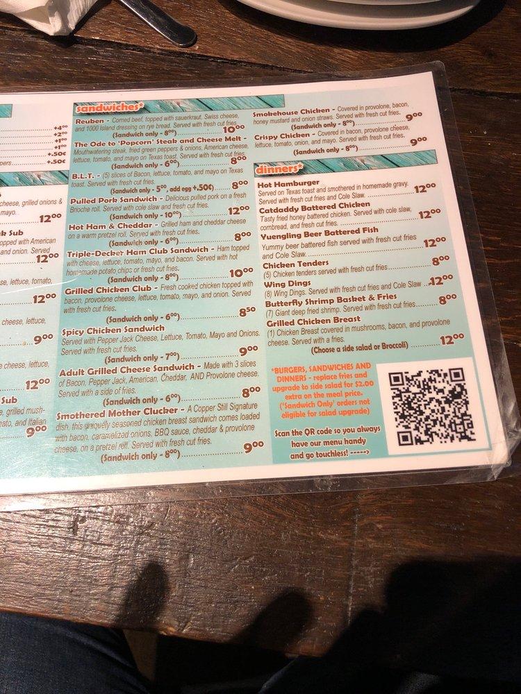 Menu at The Copper Still Pub & Grill, Martinsburg