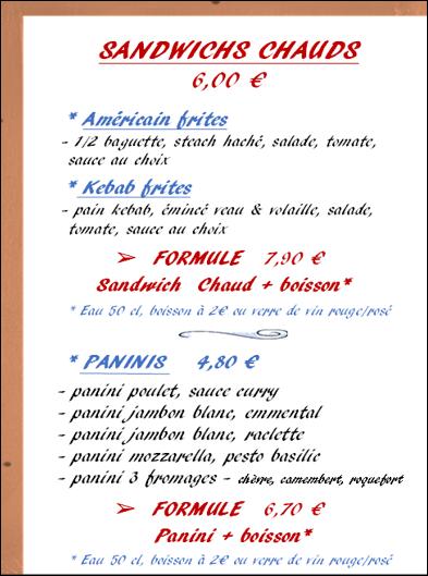 Menu at O' Resto' Rapid' restaurant, Distré