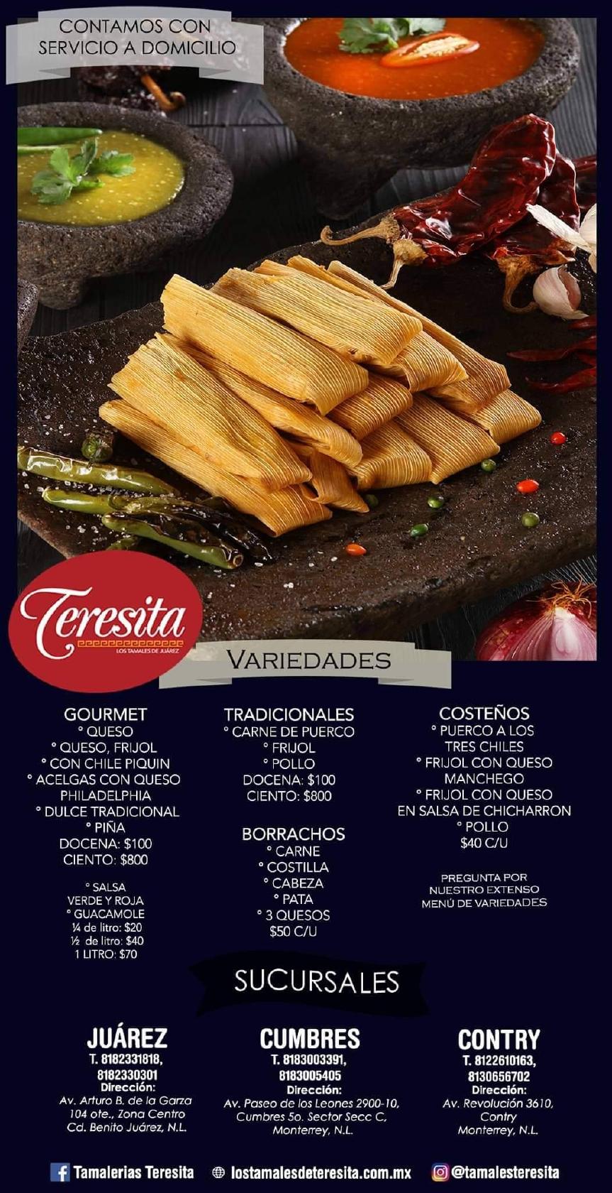 Carta Del Restaurante Tamales Teresita Contry Monterrey