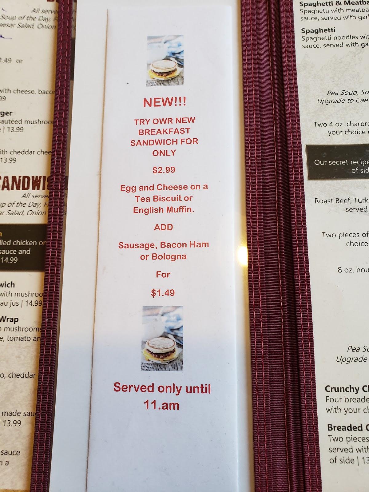 Menu at Jeremy's Truck Stop restaurant, Nairn Centre