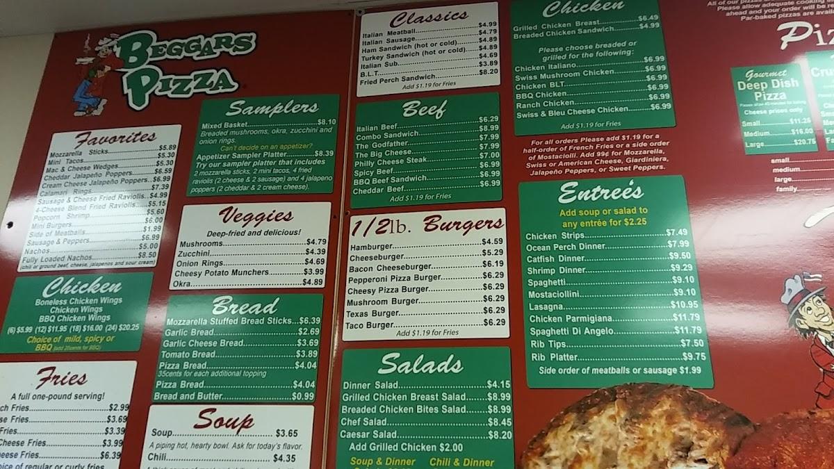 Menu At Beggars Pizza Pizzeria Harvey 369 E 147th St