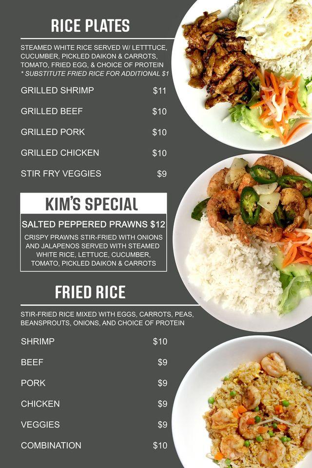 Menu at Kim’s Pho restaurant, Owasso