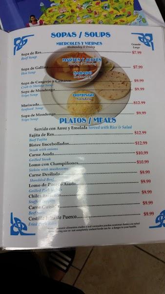 Menu at Restaurante Pupuseria El Guanaco, Lake Worth