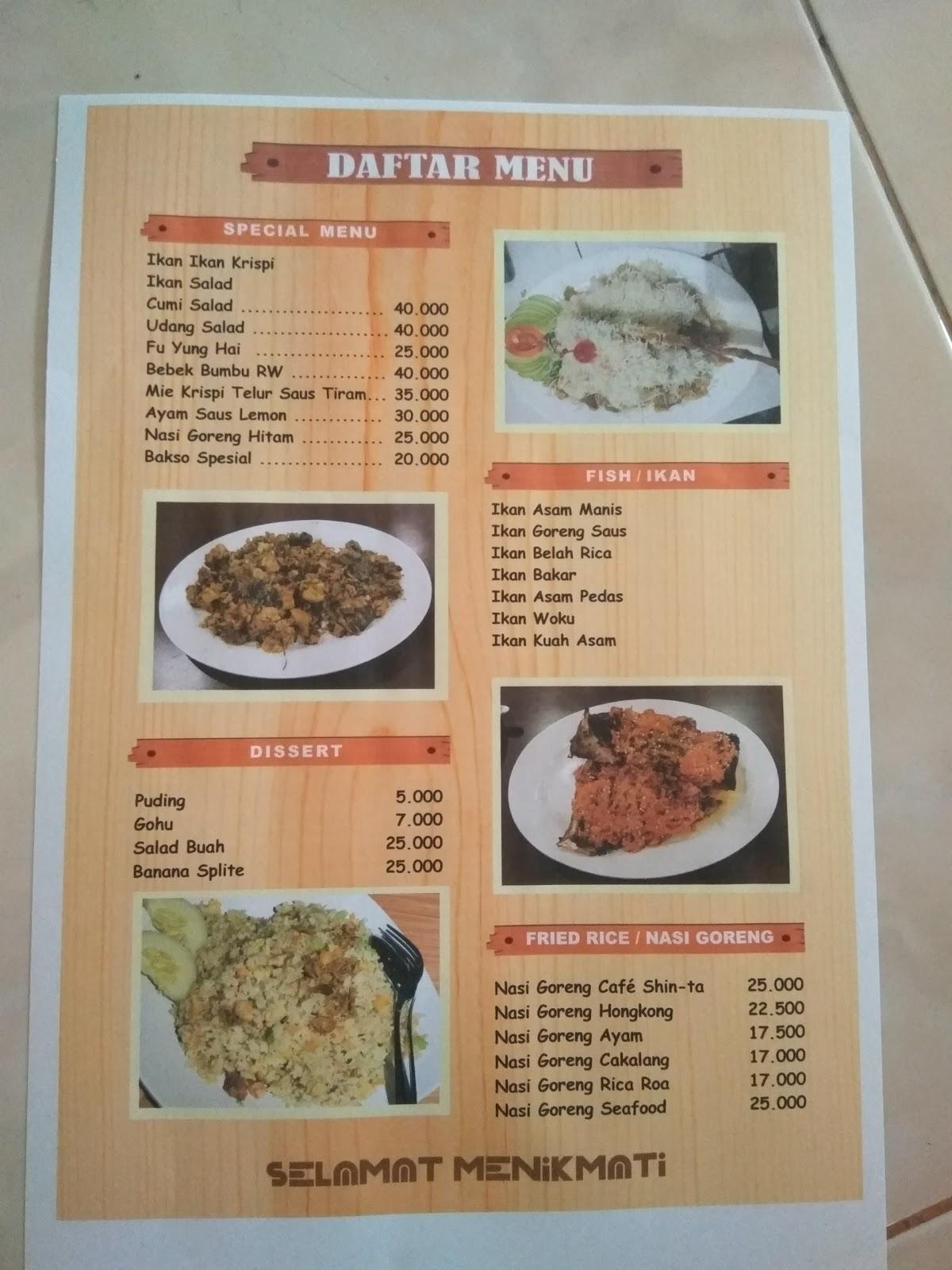 Menu at Shin-ta Cafe & Resto, Gorontalo, Jl. D.I. Panjaitan No.126