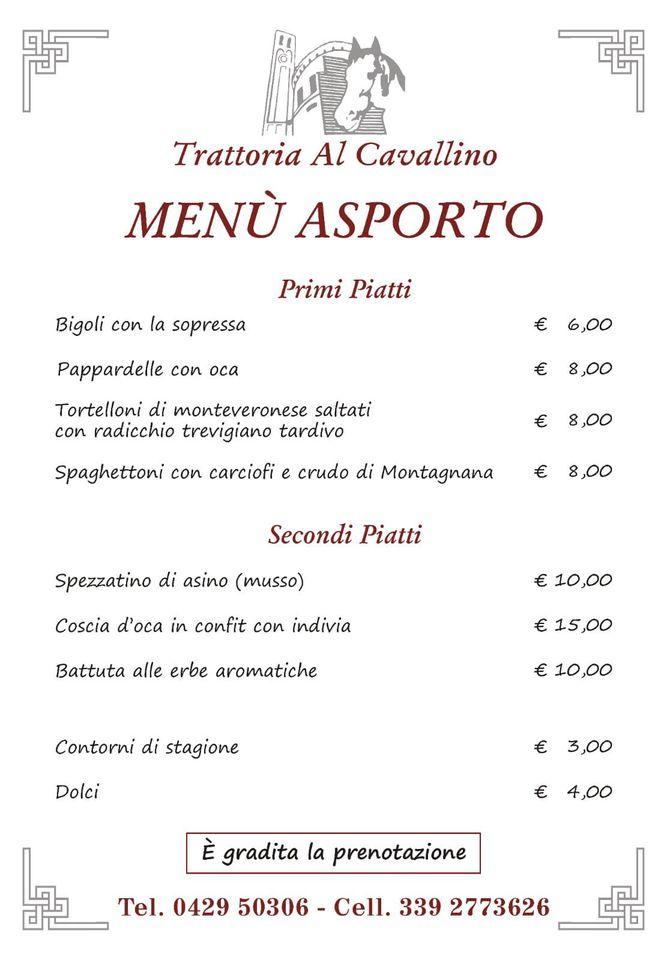 Menu Da Trattoria Al Cavallino Ristorante Este