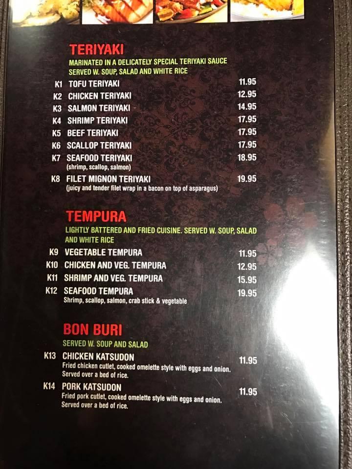 Menu at Ichiban Sushi & Hibachi restaurant, Mount Vernon